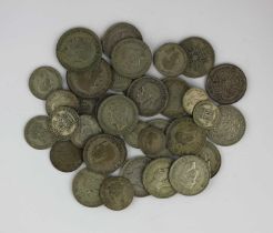 A small collection of pre 1947 half crowns, shillings, two shillings, sixpences, and other coins (