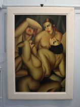After Tamara De Lempicka (1898-1980) 'Group of Four Nudes', oil on canvas, inset contemporary