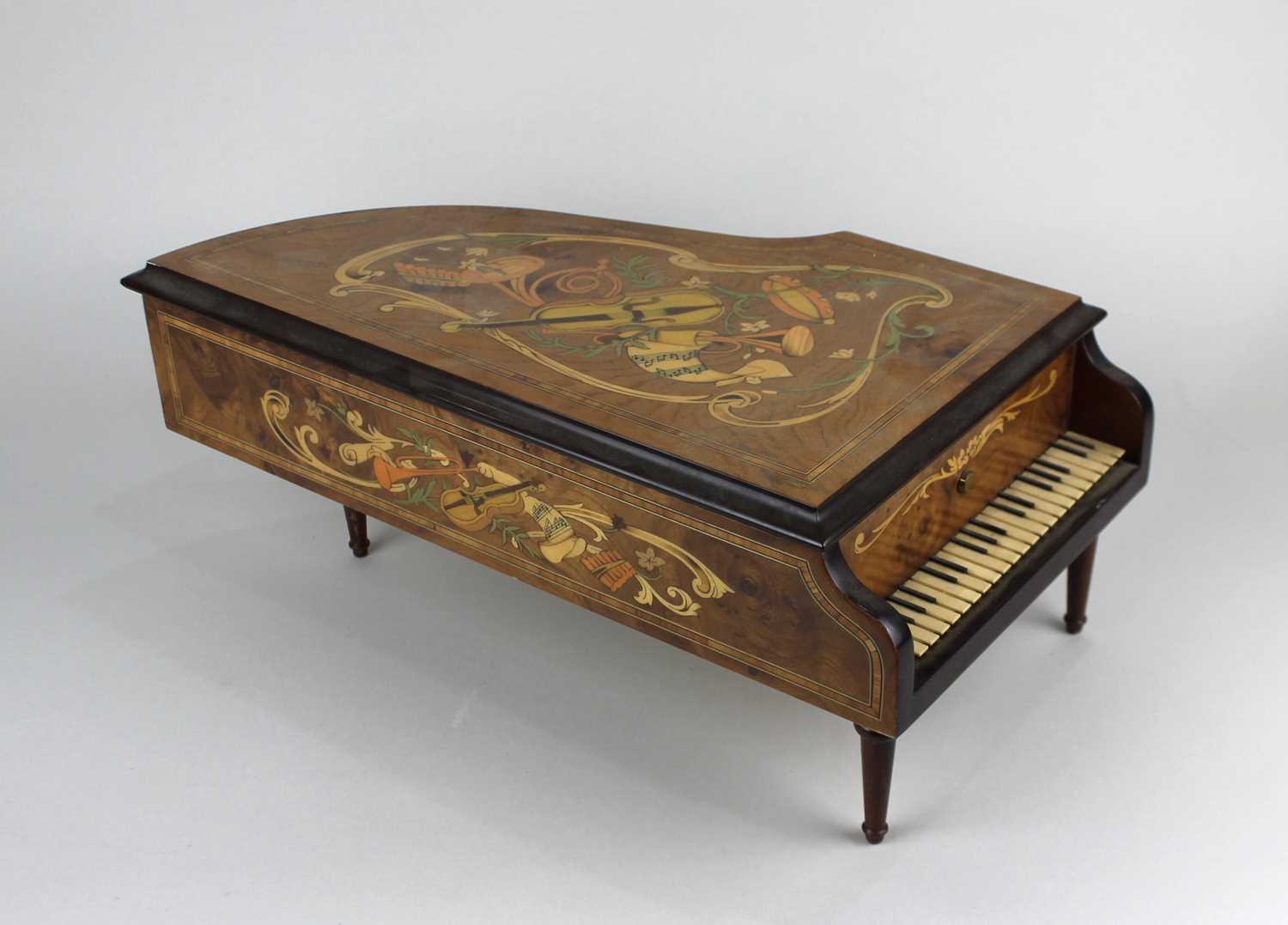 A music box modelled as a concert grand piano with label inscribed 'The Concert Music box of - Image 2 of 3