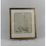 Manner of George Chinnery (1774-1852), ink sketch of a Chinese junk, unsigned, verso inscribed and