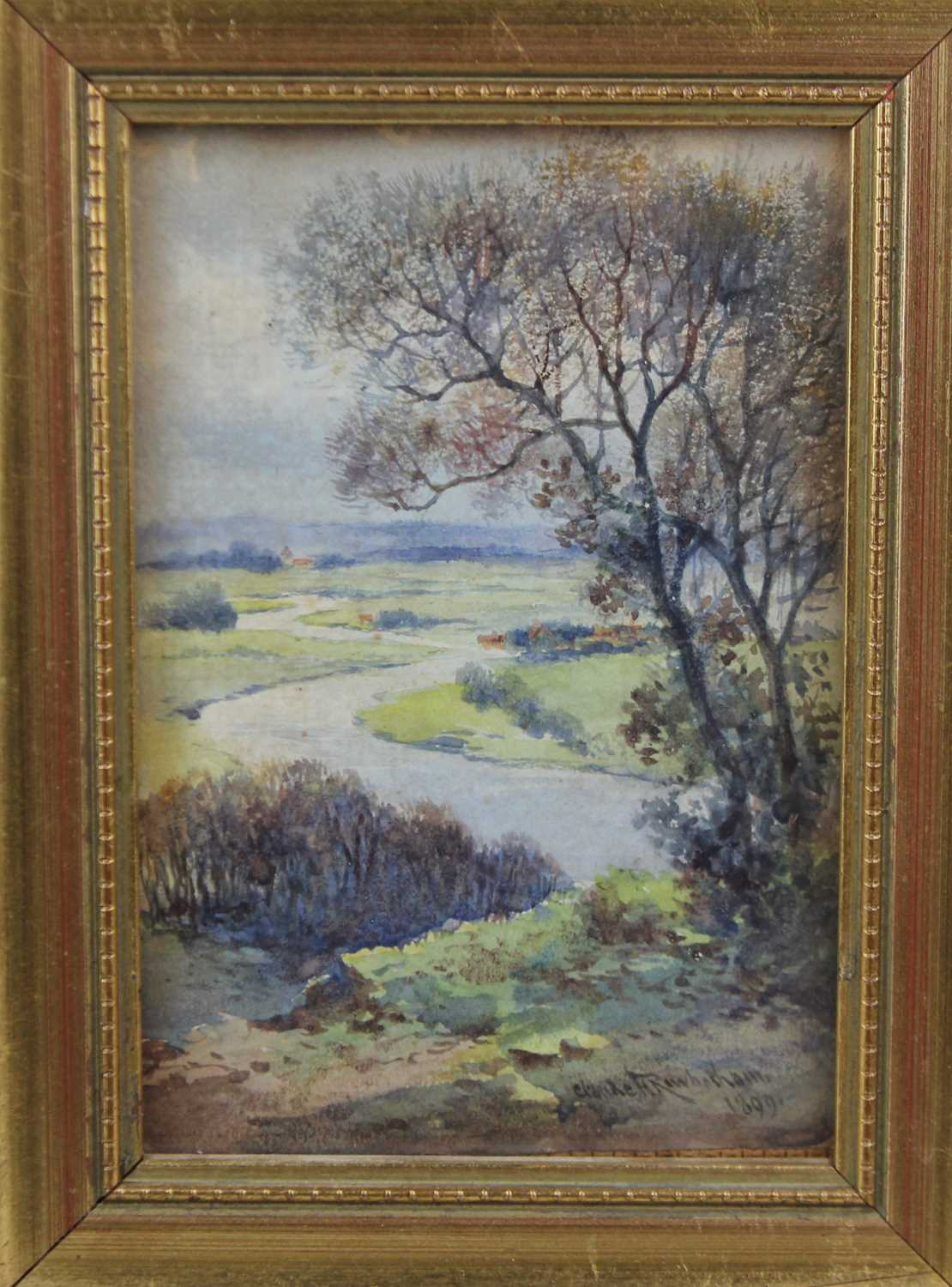 Claude Hamilton Rowbotham (1864-1949), three small watercolours of river views, all signed and dated - Bild 3 aus 4