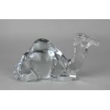 A Baccarat clear glass model of a camel, boxed