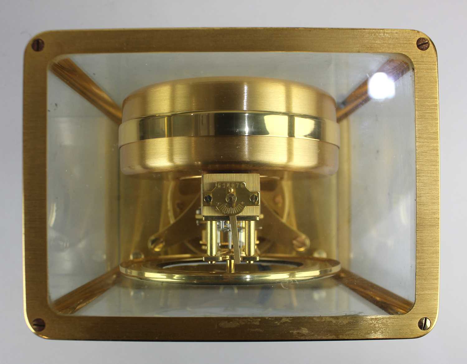 A Jaeger Le Coultre Atmos mantle clock glazed gilt metal framed case 21cm - Image 2 of 5