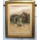 Evelyn Stuart Hardy (British, 1866 - 1935) - 'Arab slave Traders', watercolour, signed, framed, 70cm