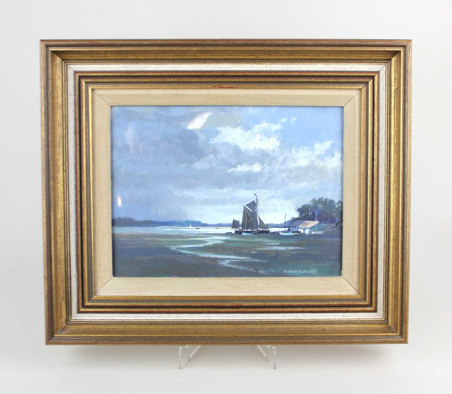 Norman Battershill, harbour view, oil, signed, 17.5cm by 24cm