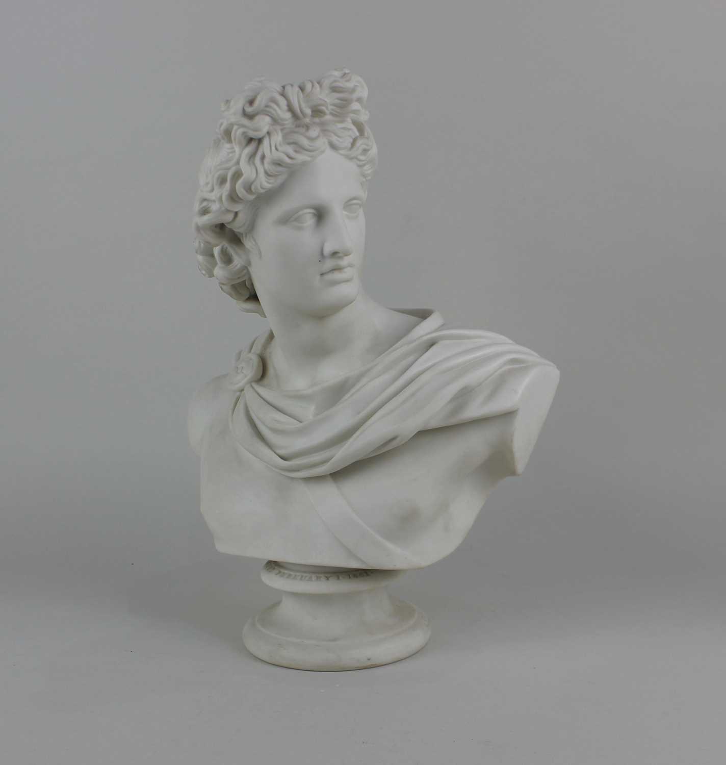 A 19th century Art Union Of London Parian ware bust of Apollo modelled by C. Delpech after the