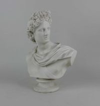 A 19th century Art Union Of London Parian ware bust of Apollo modelled by C. Delpech after the