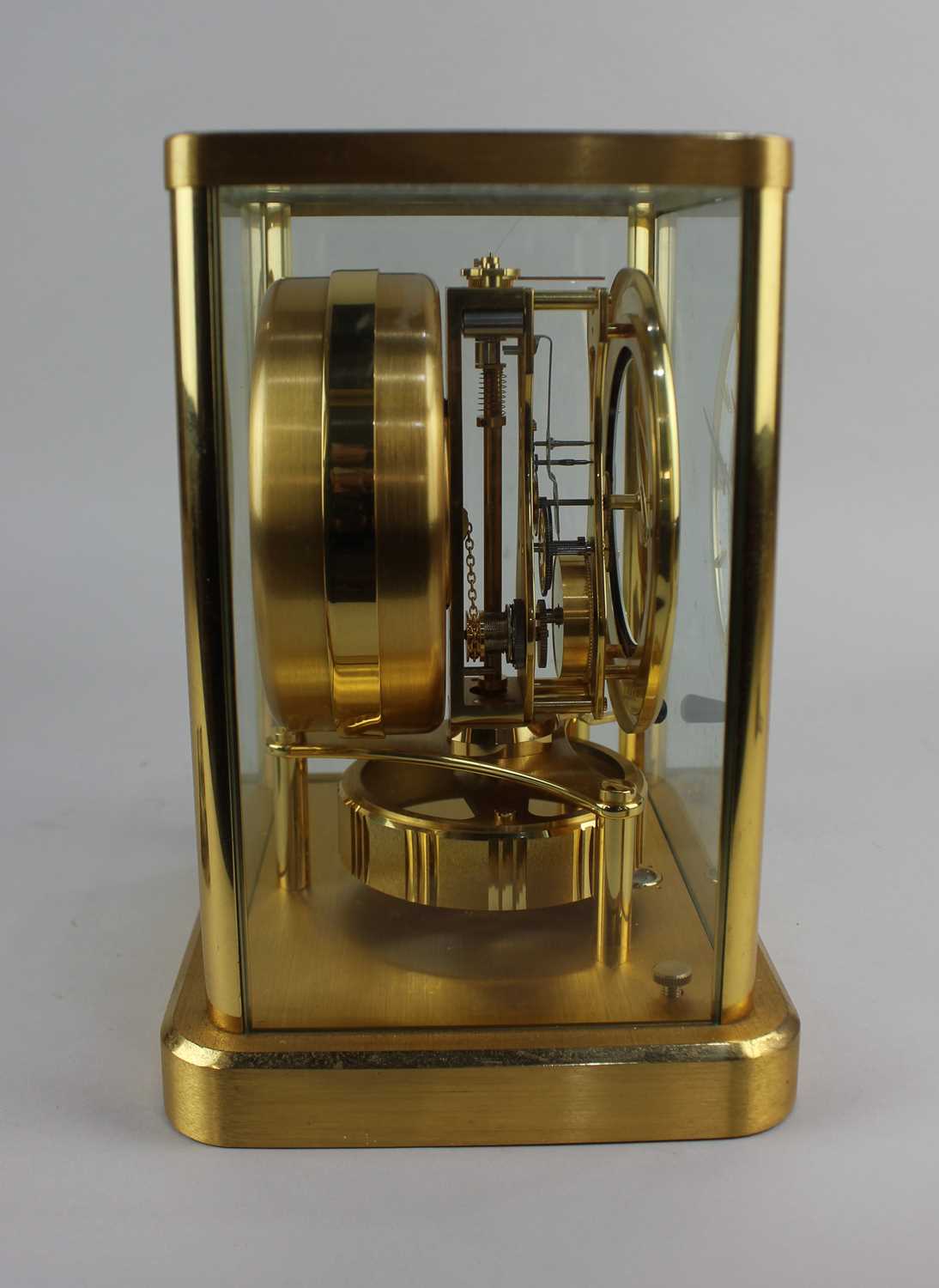 A Jaeger Le Coultre Atmos mantle clock glazed gilt metal framed case 21cm - Image 5 of 5