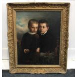 C Rollott (19th century), portrait of two boys, oil on canvas, indistinctly signed and dated 1887,