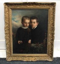 C Rollott (19th century), portrait of two boys, oil on canvas, indistinctly signed and dated 1887,