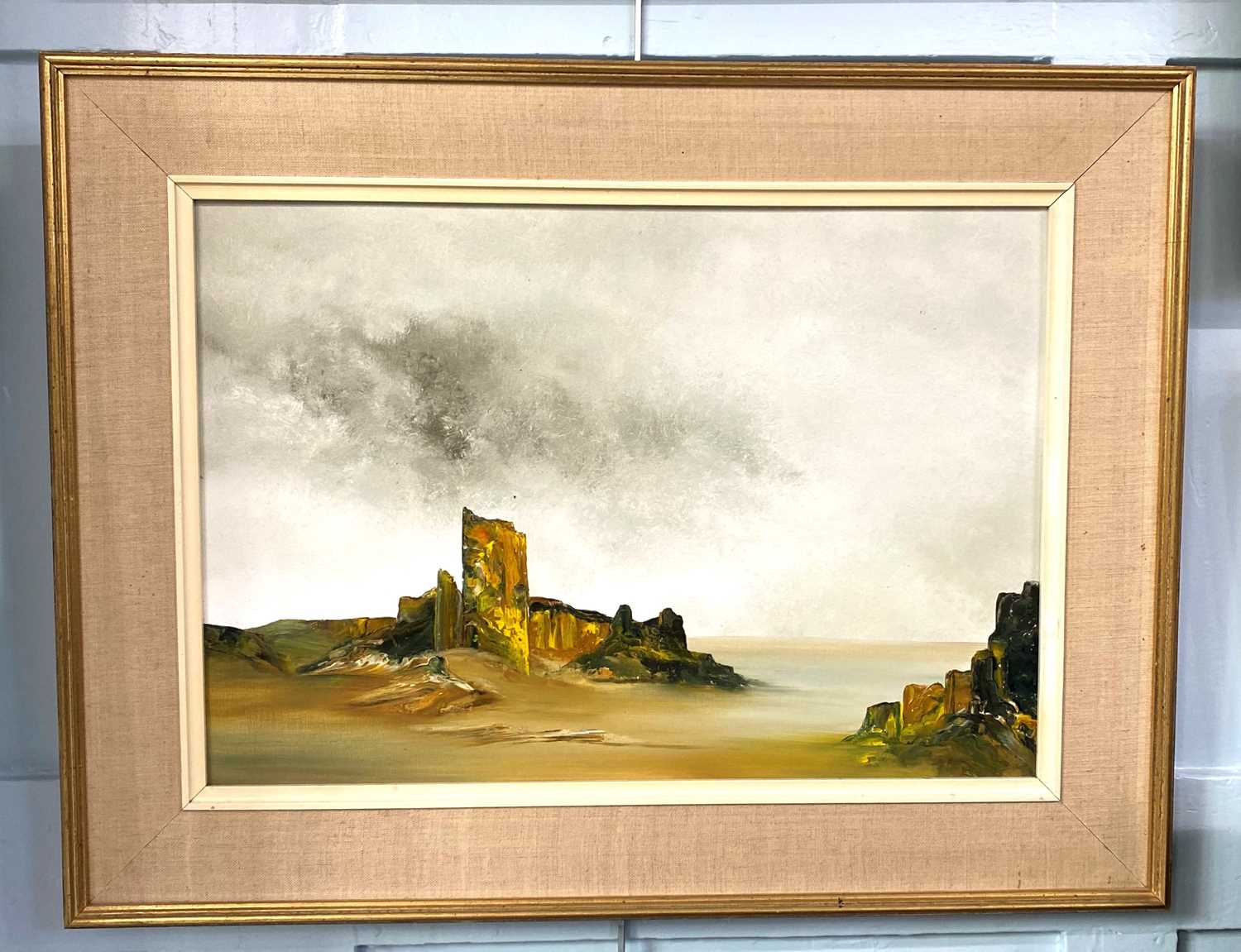 Margaret Norton (20th century British) castle ruins, oil on board, Frost and Reed gallery label,