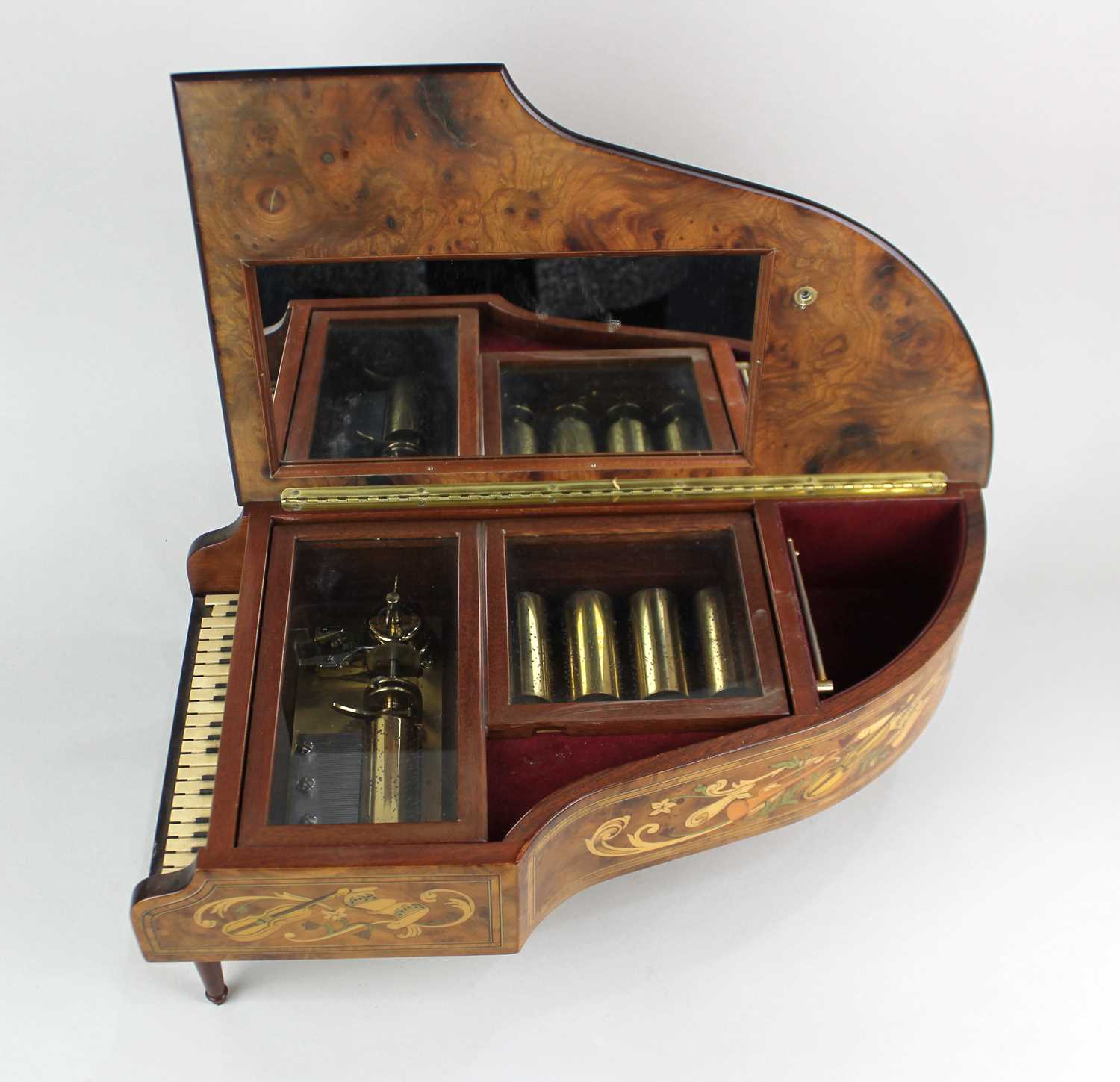 A music box modelled as a concert grand piano with label inscribed 'The Concert Music box of - Image 3 of 3