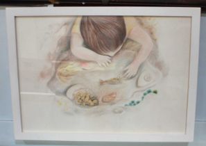 Daisy Harcourt, Rockpool IV, coloured pencil, 2021 - signed by the artist verso, 28.5cm by 41cm