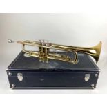 A Conn USA trumpet with mouthpiece in fitted case (a/f)