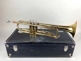 A Conn USA trumpet with mouthpiece in fitted case (a/f)