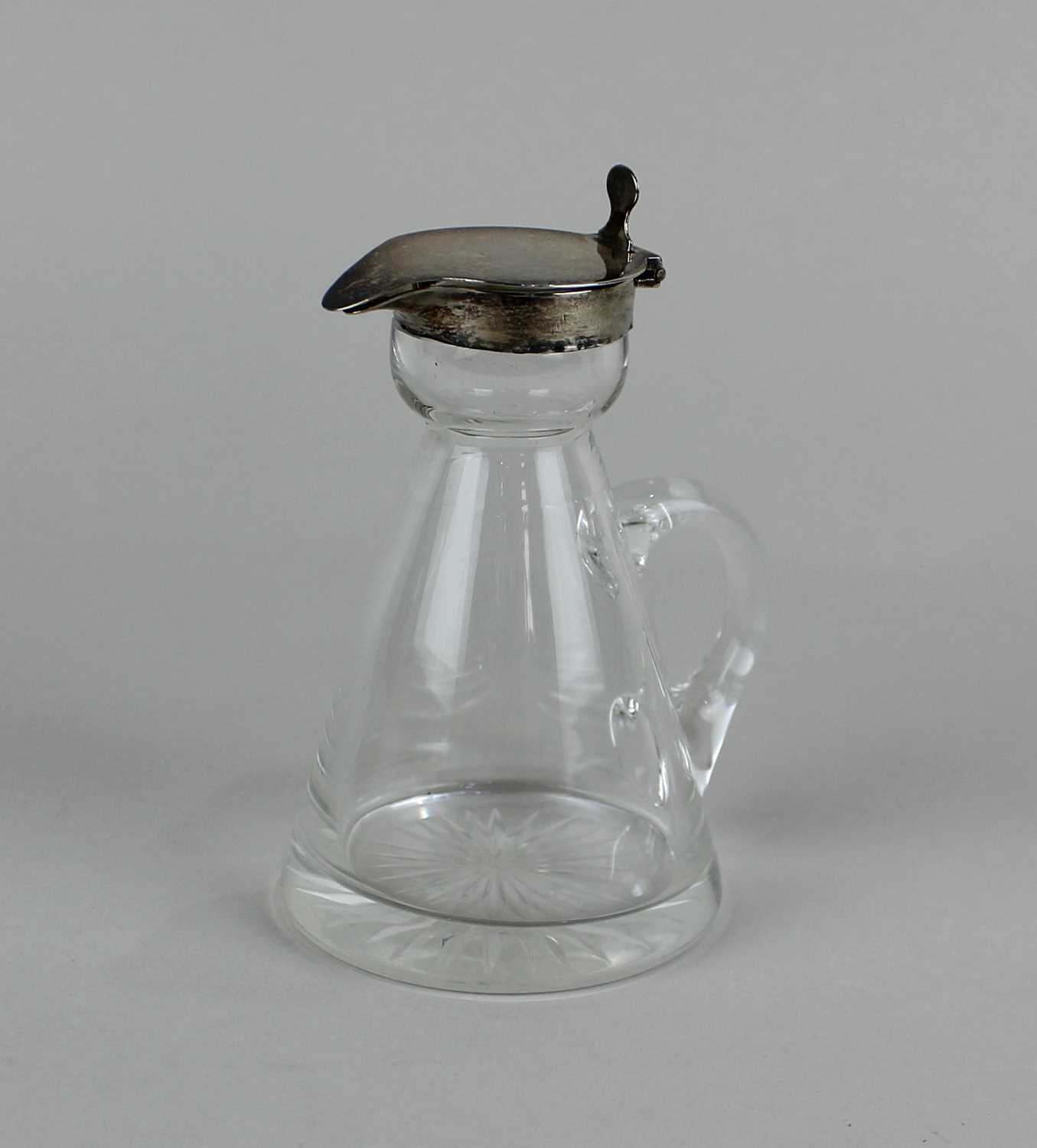 An Edward VII silver mounted glass whisky noggin, maker J & J Maxfield Ltd, Birmingham 1906