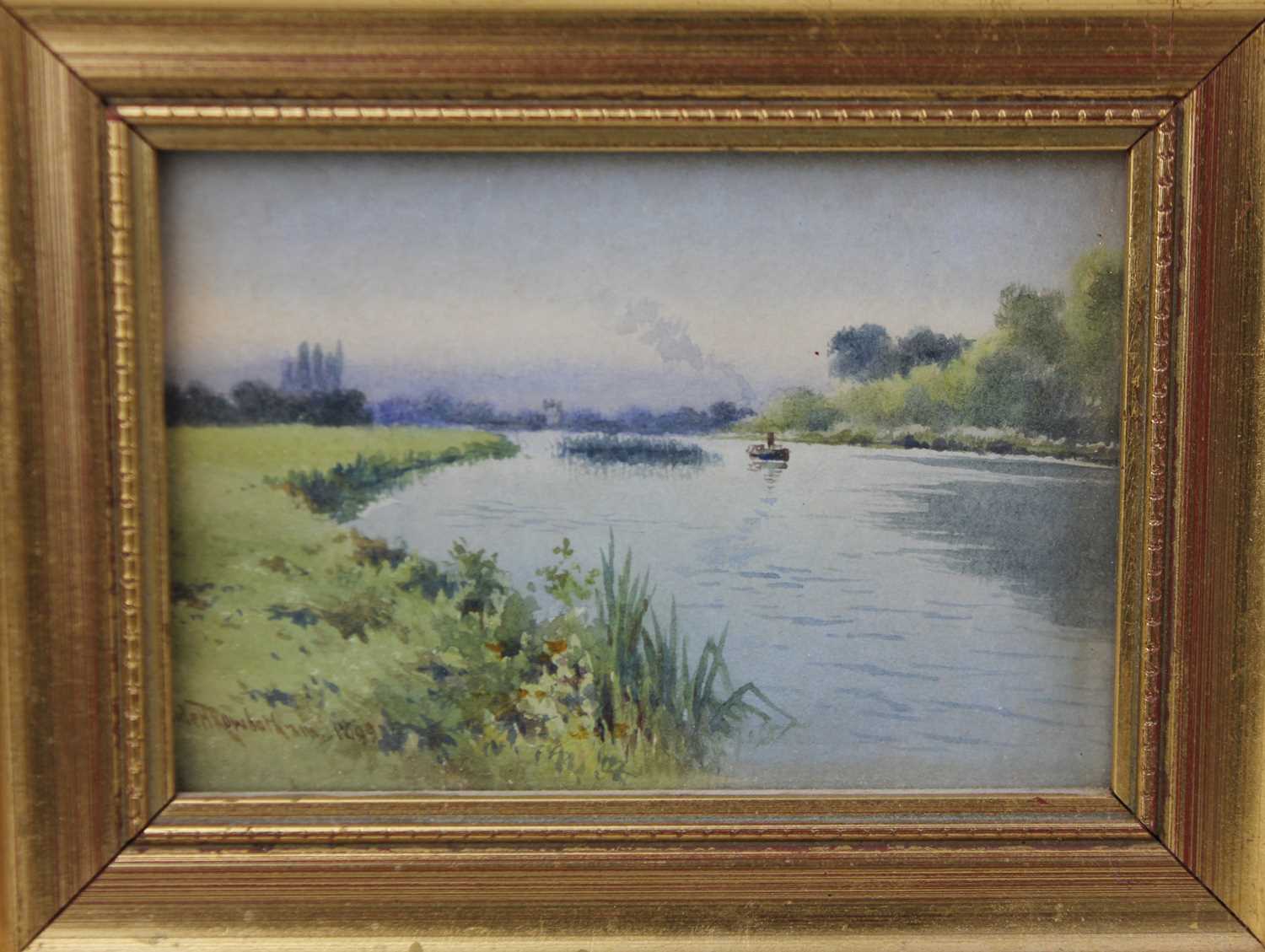 Claude Hamilton Rowbotham (1864-1949), three small watercolours of river views, all signed and dated - Bild 2 aus 4