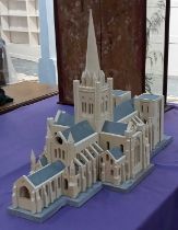 Local interest, a carved Caen stone model of Chichester Cathedral 66cm high Chichester cathedral