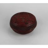 A Chinese cinnabar lacquer box and cover decorated with figures in a landscape 15cm (a/f)