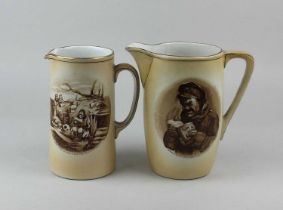 Two First World War Grimwades 'Bruce Bairnsfather' ceramic jugs tallest 17.5cm high