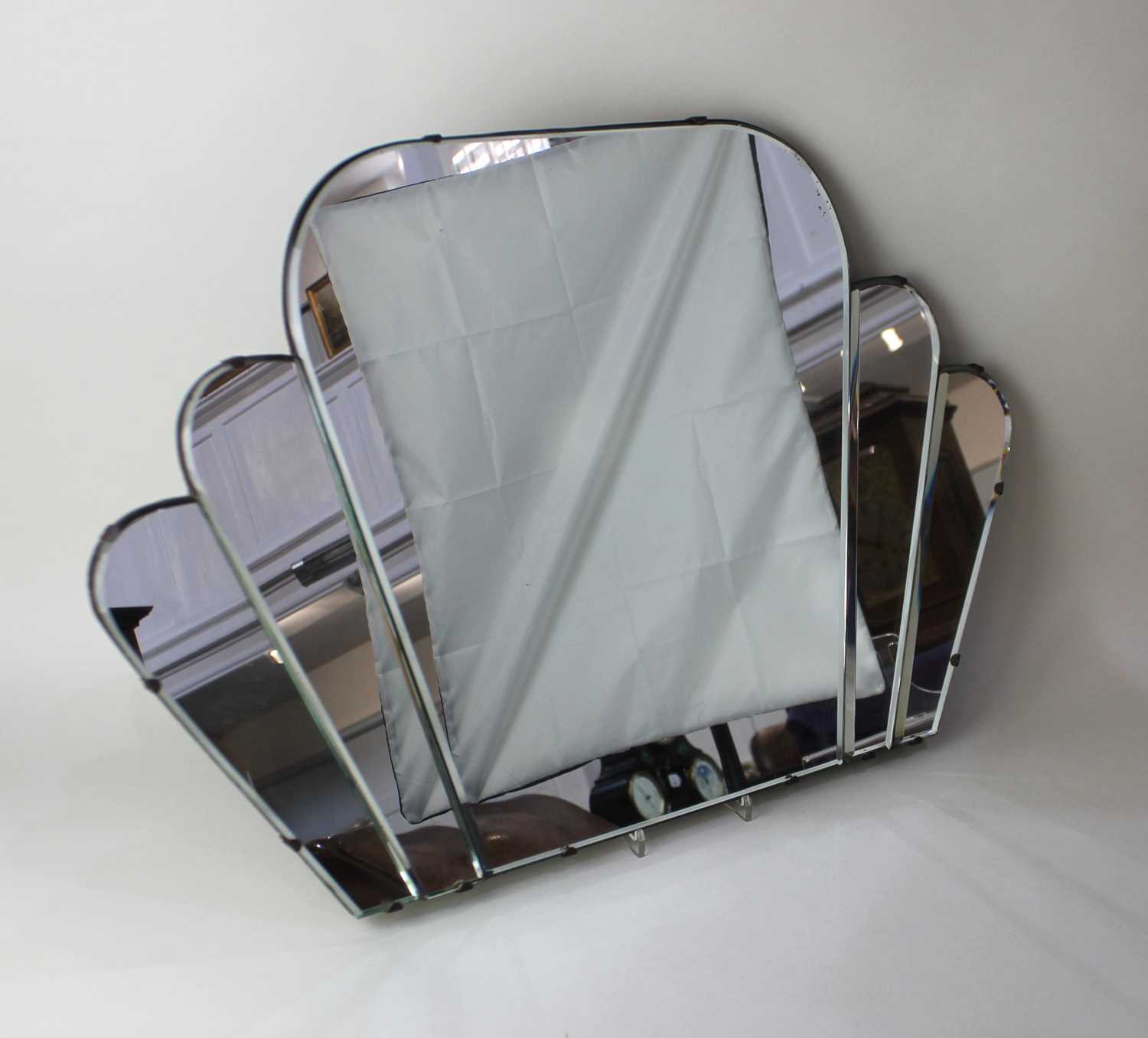 An Art Deco fan shaped wall mirror with bevelled mirror plate 72cm wide - Image 2 of 2