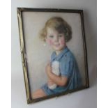 William Arthur Chase (1878-1944), portrait of a young girl, pastel, signed, 49cm by 39cm