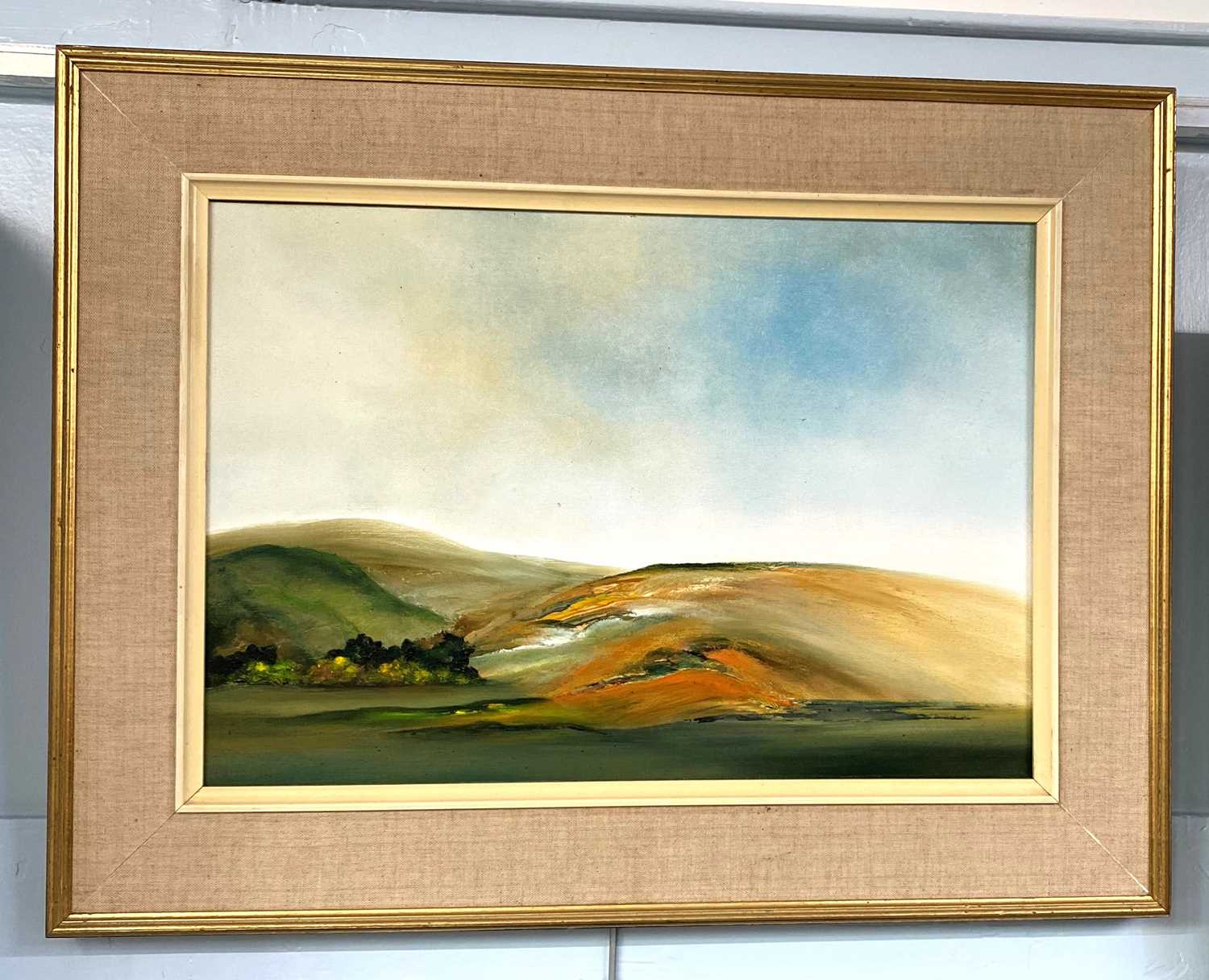 Margaret Norton (20th century British) Summer Downs, oil on canvas, Aldridge Gallery label, 34cm