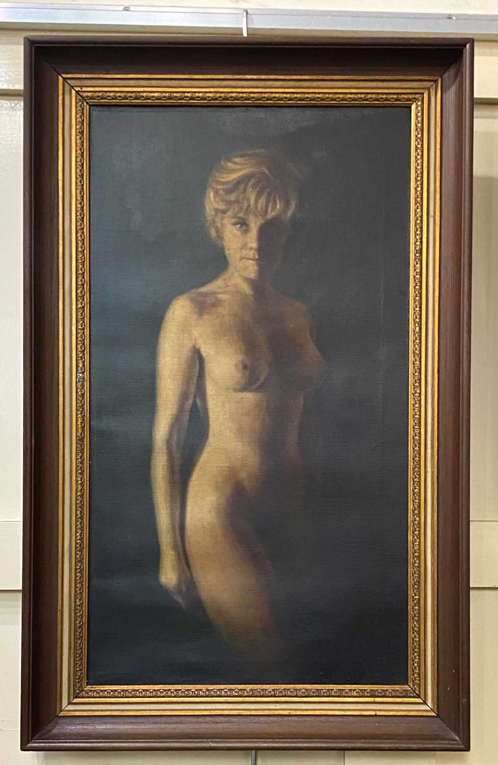 Ken Howes (20th century), standing female nude, oil on canvas, signed, 57cm by 31cm