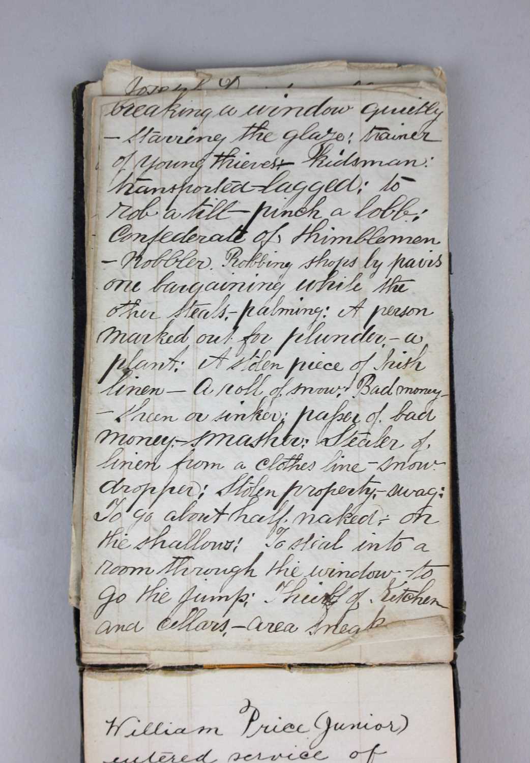 A 19th century Policeman's notebook, front page inscribed 'William Price, Kennington Lane Police - Image 2 of 2