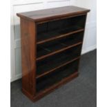 A 19th century rosewood open bookcase with three adjustable shelves, on plinth base, 90cm