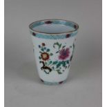 A Chinese porcelain vase circular tapered form decorated with flowers and blossom (a/f repair and