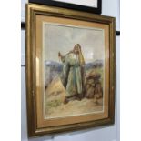 Evelyn Stuart Hardy (British, 1866-1935) - 'Abraham and Isaac', watercolour, signed, framed, 70cm by