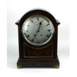 An elegant Edwardian brass inlaid and brass mounted mahogany chiming bracket clock, c.1900/1920,