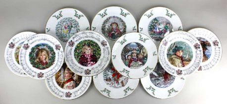 A set of twelve Royal Doulton porcelain Christmas plates from 1977 to 1988