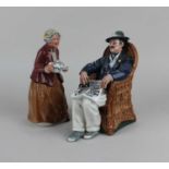 Two Royal Doulton porcelain figures 'Teatime' and 'Taking Things Easy'