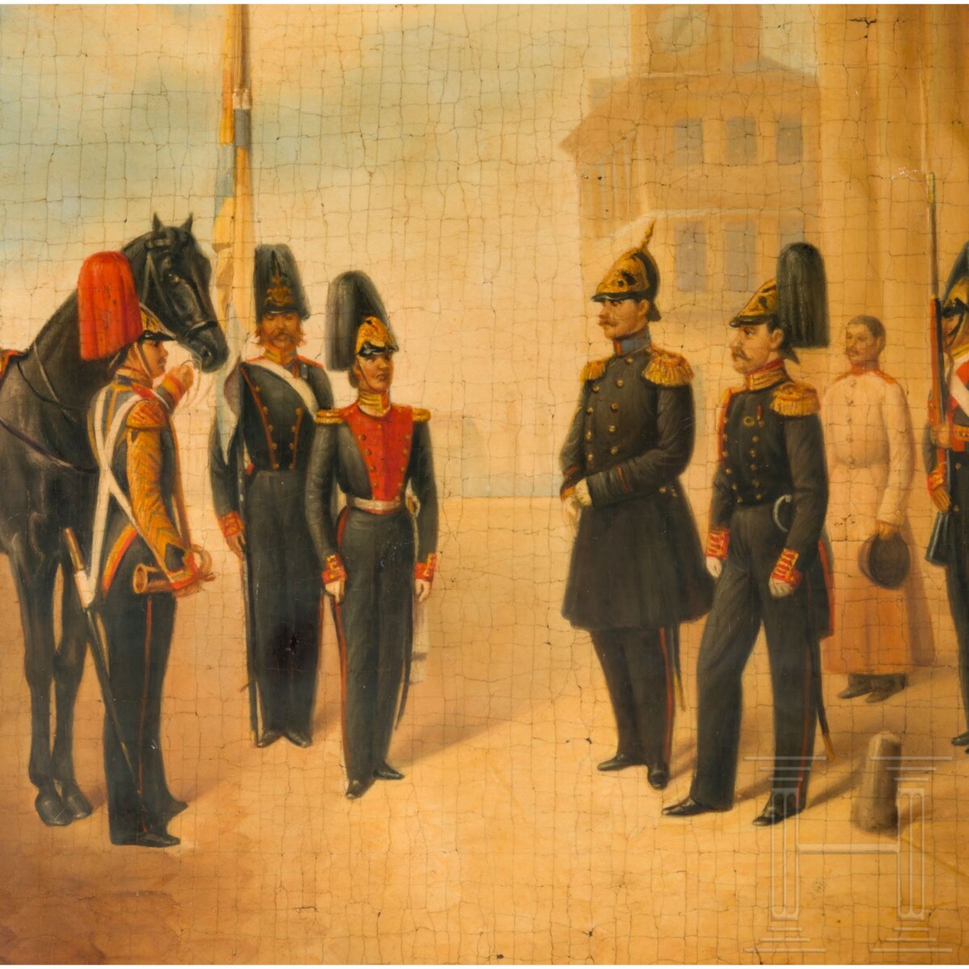 Große Lackschatulle mit Militärszene "Gruppe von Offizieren des Leibgarde-Grenadier-Regiments" nach  - Bild 2 aus 4