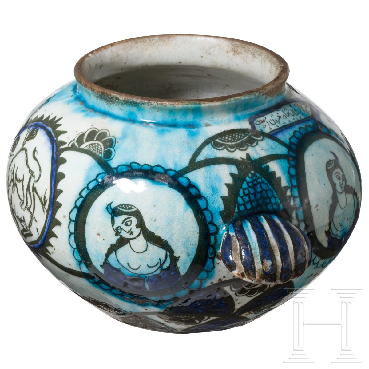 Weiß-blaue Qajar-Vase, Persien, 19. Jhdt. - Image 3 of 3