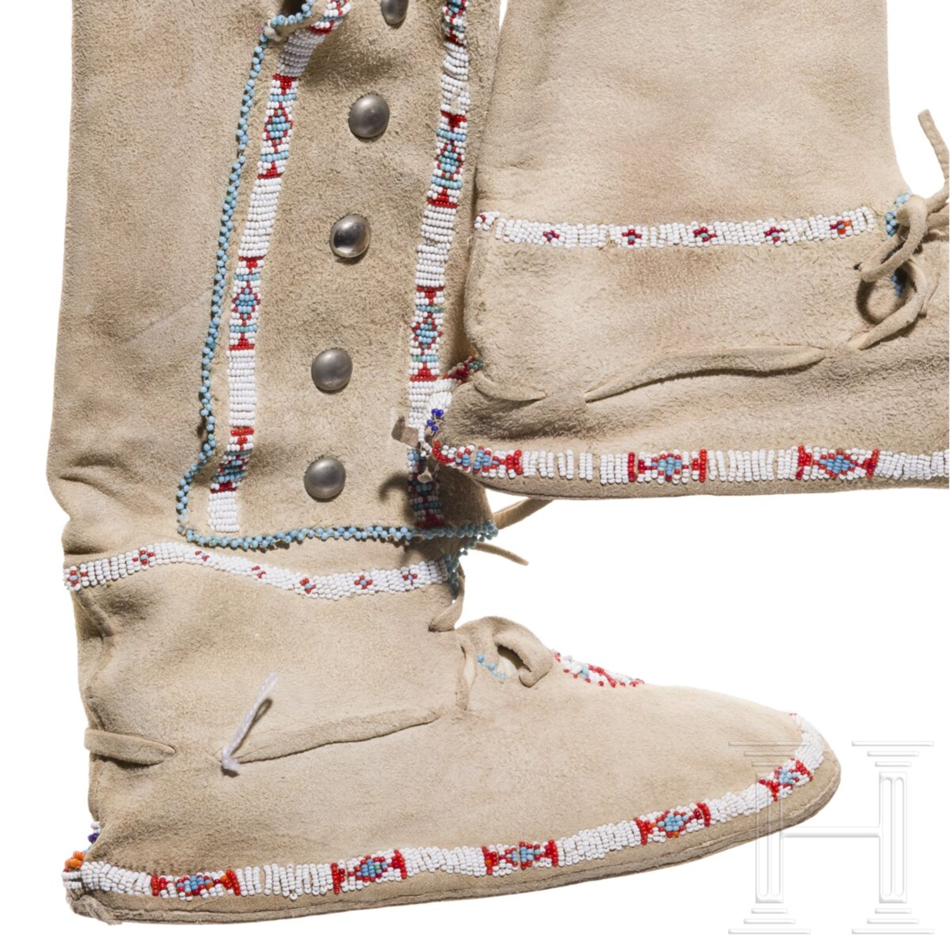 Ein Paar Frauenstiefel, Prairie-Indianer, neuzeitlich - Image 3 of 3