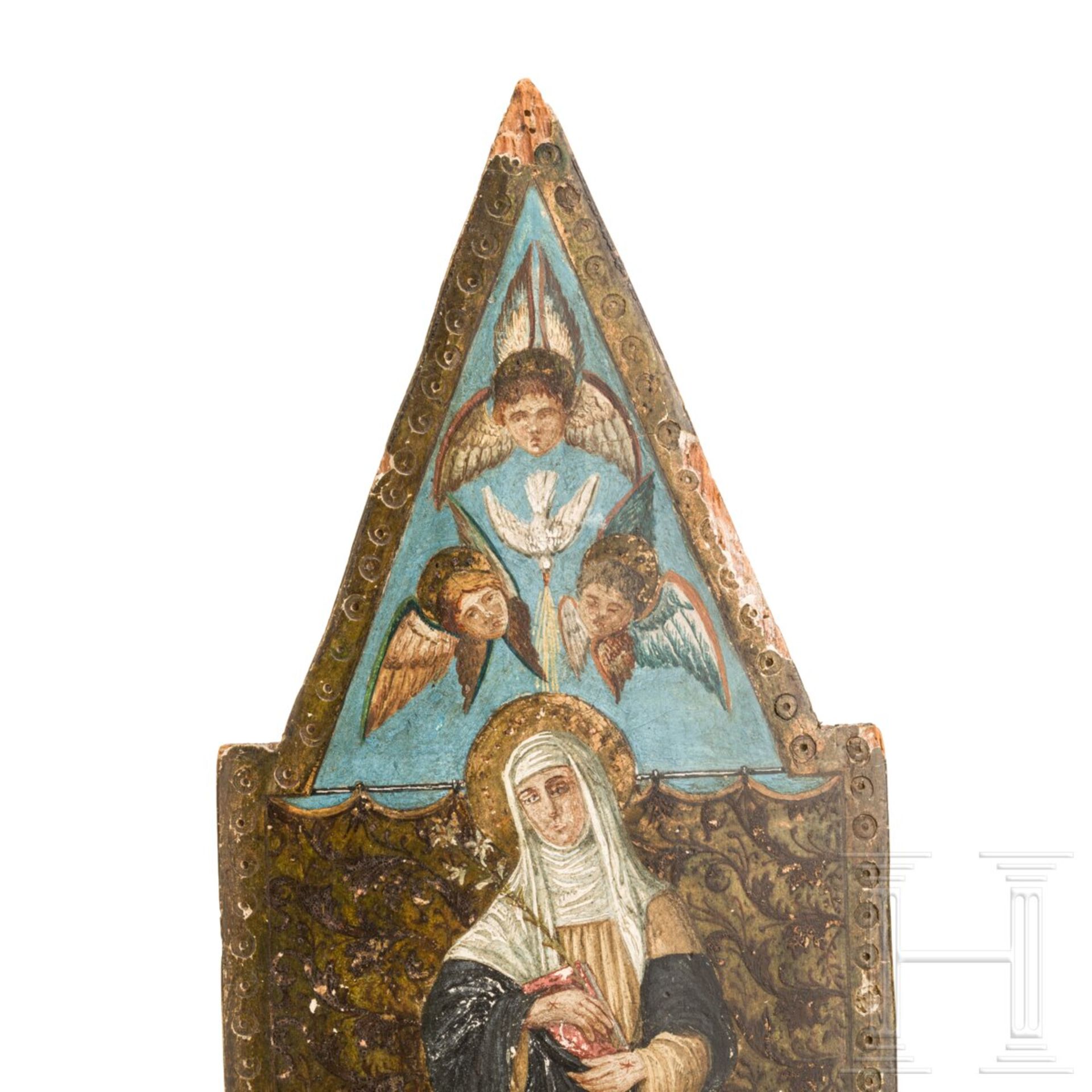Kleines Tafelbild mit der Hl. Katharina von Siena, toskanisch, Mitte 15. Jhdt. - Bild 3 aus 3