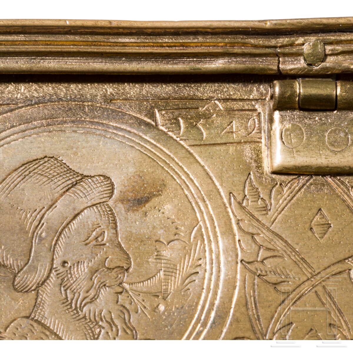 Vergoldetes und graviertes Renaissancekästchen, süddeutsch, datiert 1549 - Image 5 of 7
