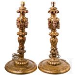 Ein Paar Lampenfüße aus barocken Prozessionsstangen (2. Hälfte 17. Jhdt.), süddeutsch, 19. Jhdt.