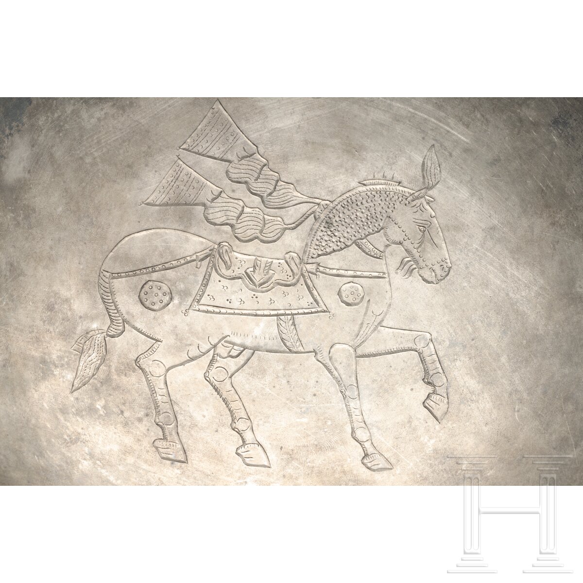 Silberschale mit Pferdedarstellung, sasanidisch, 4. - 7. Jhdt. - Image 3 of 4