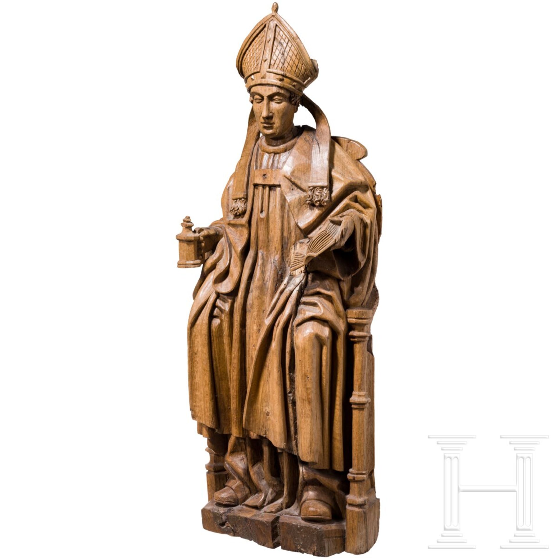 Skulptur eines thronenden Bischofs, rheinländisch, 1. Hälfte 16. Jhdt. - Bild 2 aus 6
