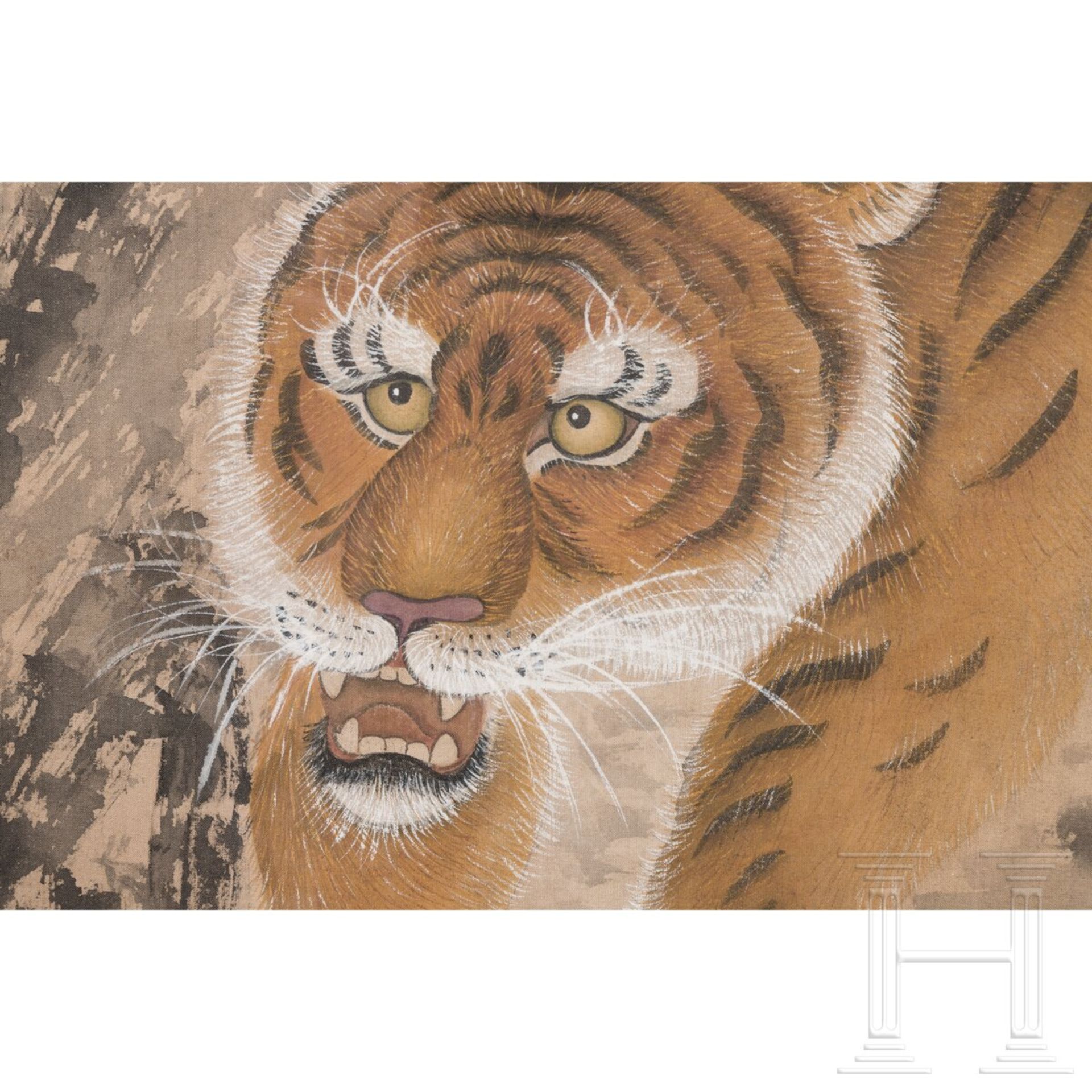 Seidenbild mit schreitendem Tiger, Japan, 1. Hälfte 20. Jhdt. - Bild 3 aus 4