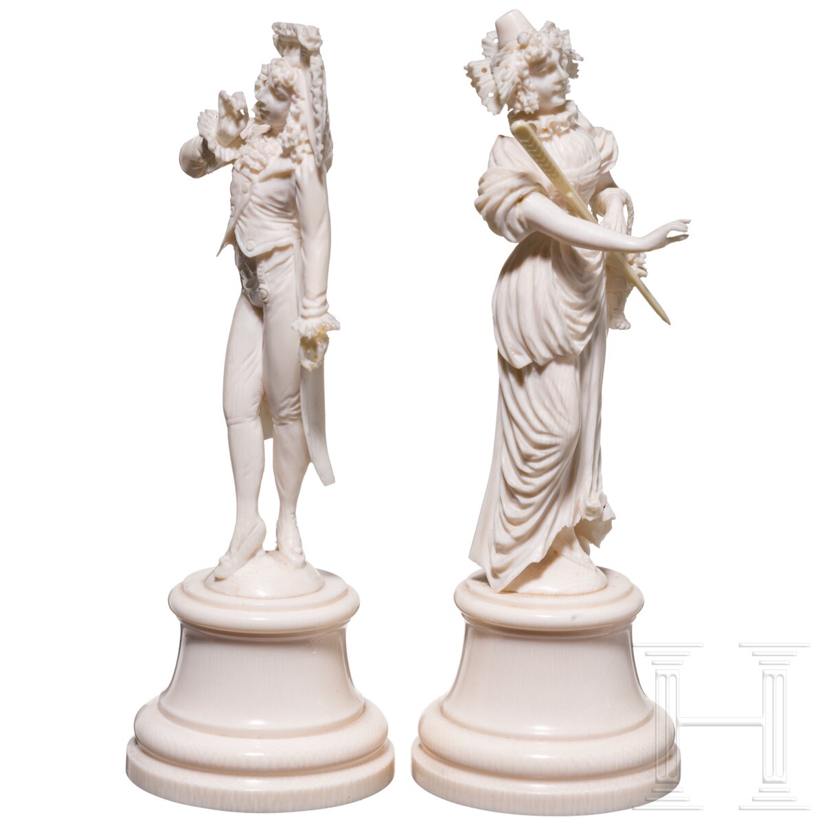 Johann Trumpfheller, Rokoko-Figurenpaar aus Elfenbein, Frankreich, Dieppe, 19. Jhdt. - Image 2 of 6