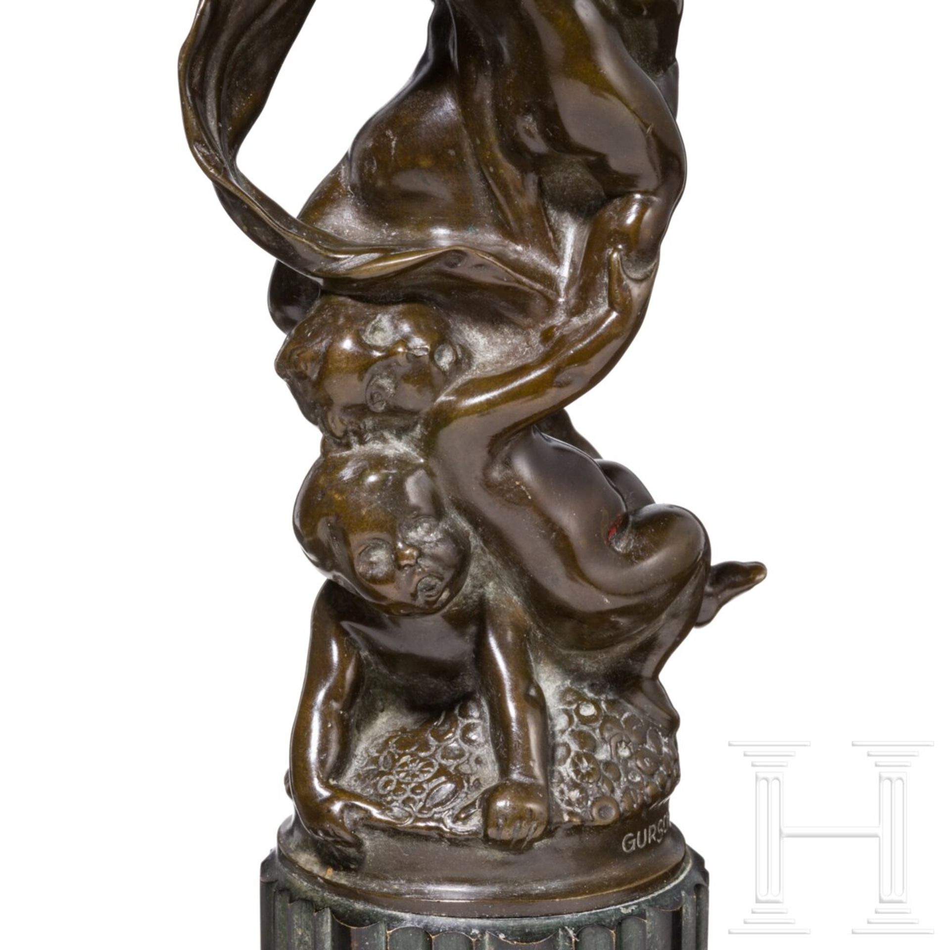 Figürliche Jugendstil-Lampe, Gustav Gurschner (1873 Mühldorf am Inn - 1970 Wien) - Bild 4 aus 7