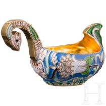 Kleiner Cloisonné-Emaille-Kowsch, Russland, neuzeitlich