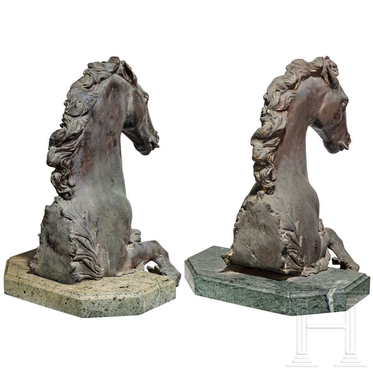 Ein Paar Hippocampi aus Bronze, Italien, 19. Jhdt. - Image 3 of 4