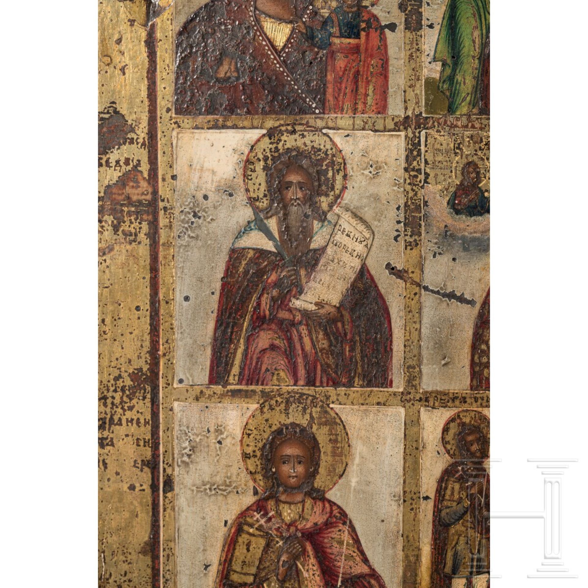 Große Mehrfelderikone mit Christus als Hohepriester (König der Könige), Russland, Wetka, spätes 19.  - Bild 6 aus 6