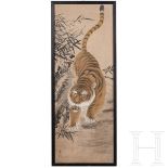 Seidenbild mit schreitendem Tiger, Japan, 1. Hälfte 20. Jhdt.